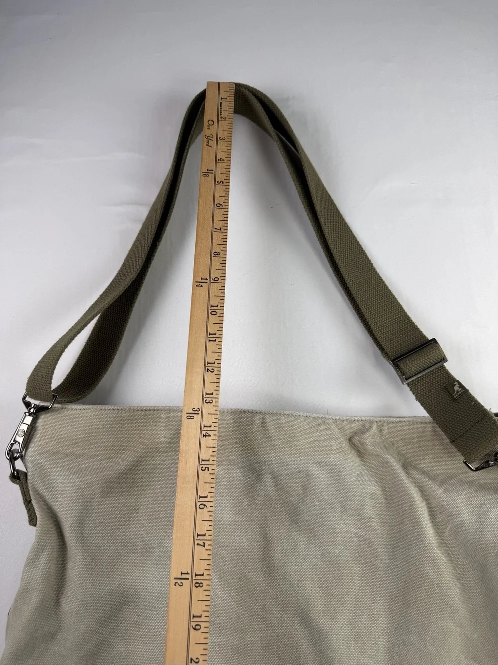 Kangol Canvas Tan and Olive Green Canvas Folding Messenger Bag Adjustable Strap
